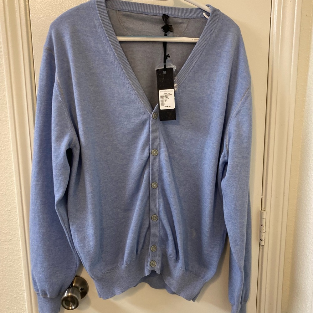 Saks Fifth Avenue Light Blue Men's Cardigan Sweater